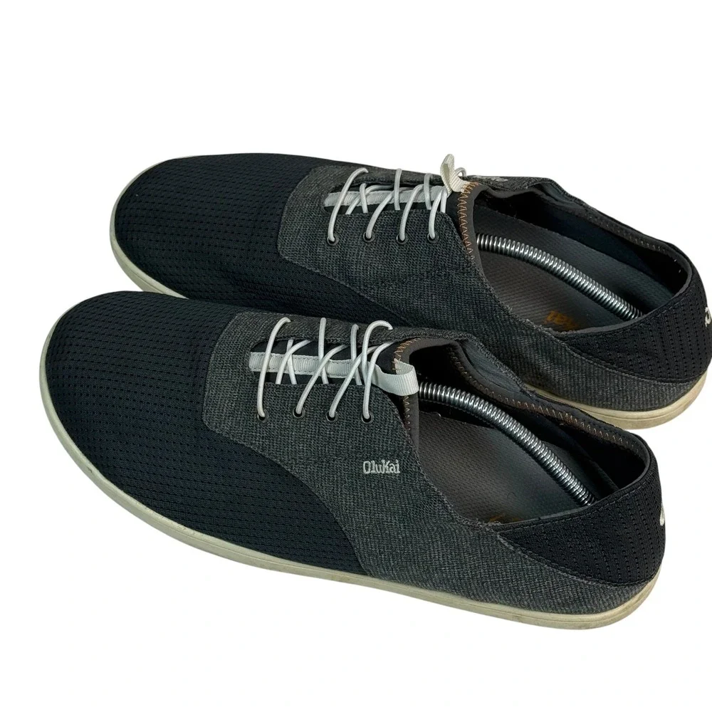 OluKai Nohea Moku Mens Boat Shoes 13 Charcoal Dark Shadow 10283-6C6C Sneaker